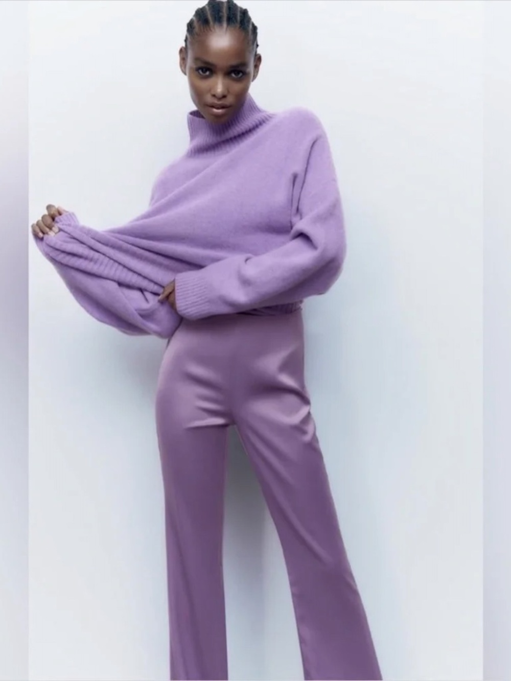 Zara Zara Lilac Flared Satin Effect Pants